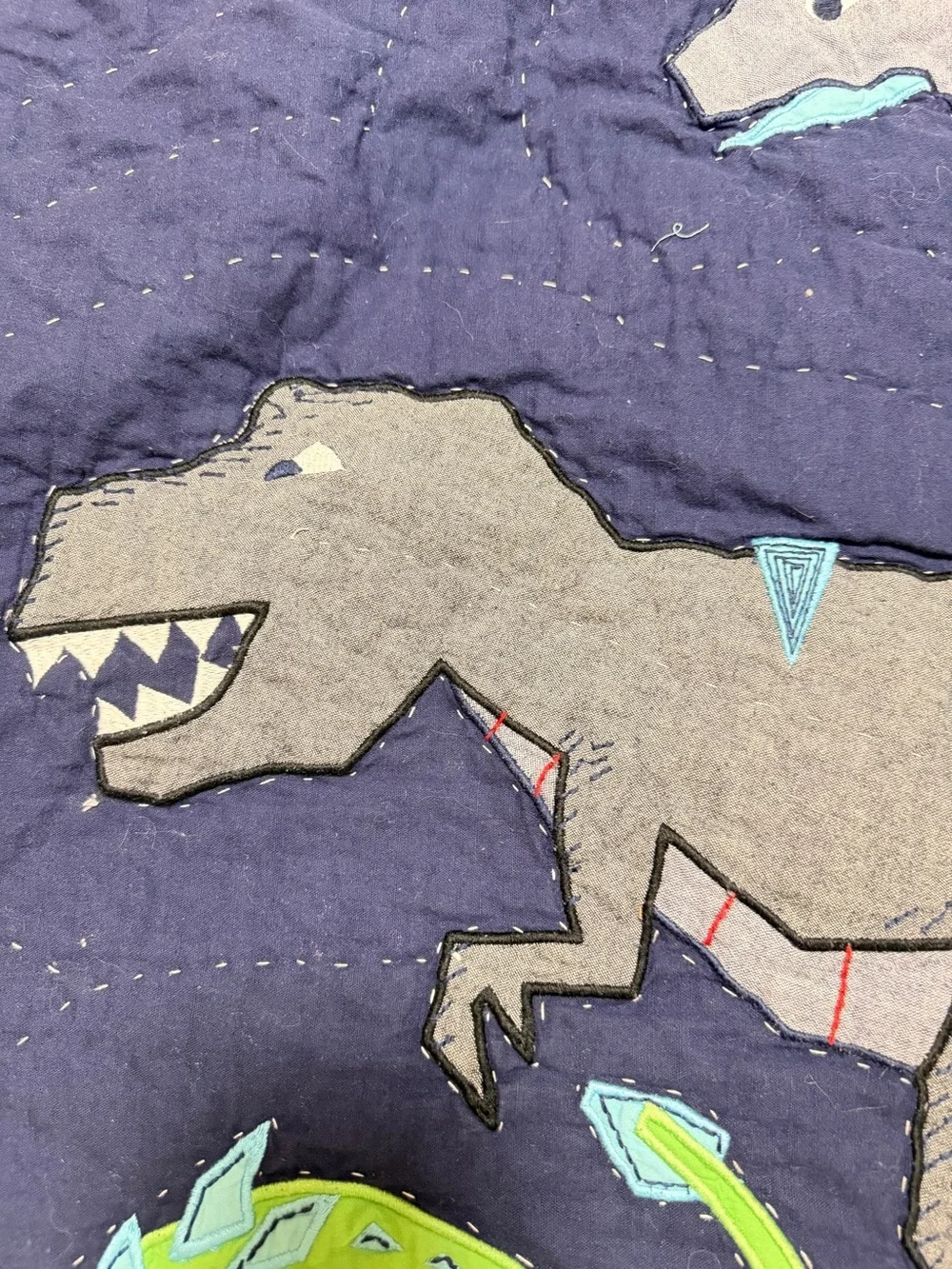 Pottery Barn Kids Warren Dinosaur Euro Sham 26x26 Cotton Quilted Appliqué PBK